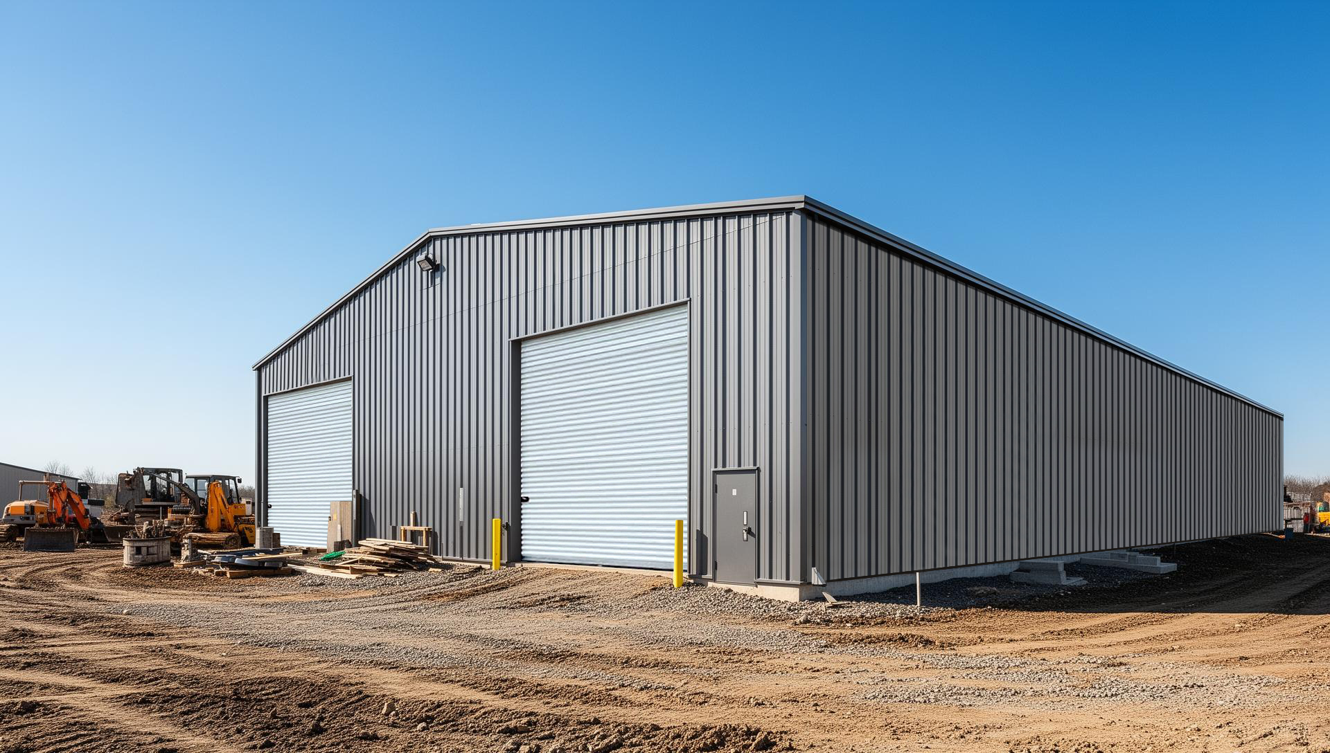 Heavy-duty roll up garage door on metal building